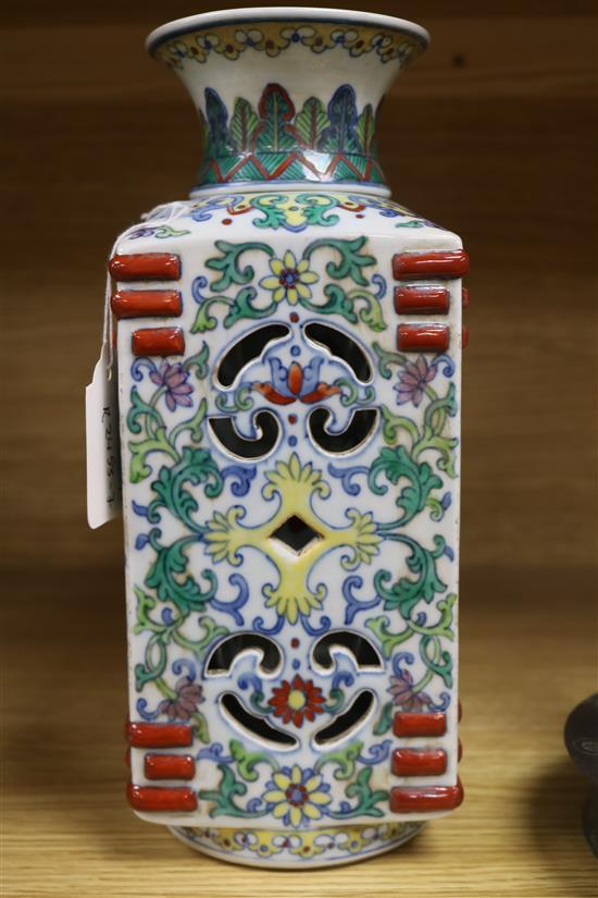 A Chinese doucai double walled vase